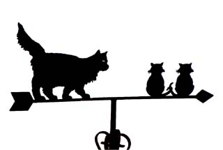 Fluffy cat and kittens weathervane